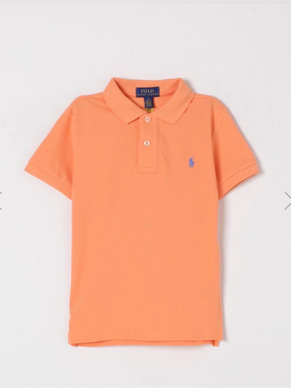 Ralph Lauren polo kids Orange Polo Shirt with Light Blue Logo 10-12 boy